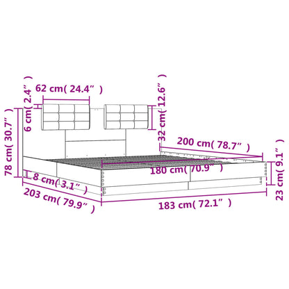 Bed Frame without Mattress White 180x200 cm Super King