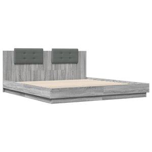 Bed Frame with Headboard Grey Sonoma 180x200 cm Super King Engineered Wood