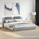 Bed Frame with Headboard Grey Sonoma 180x200 cm Super King Engineered Wood