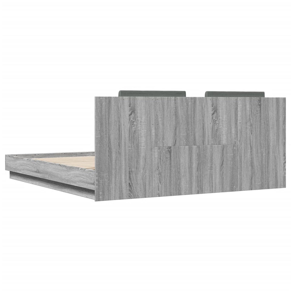 Bed Frame with Headboard Grey Sonoma 180x200 cm Super King Engineered Wood