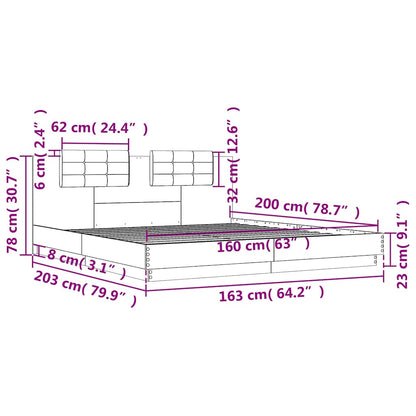 Bed Frame without Mattress White 160x200 cm