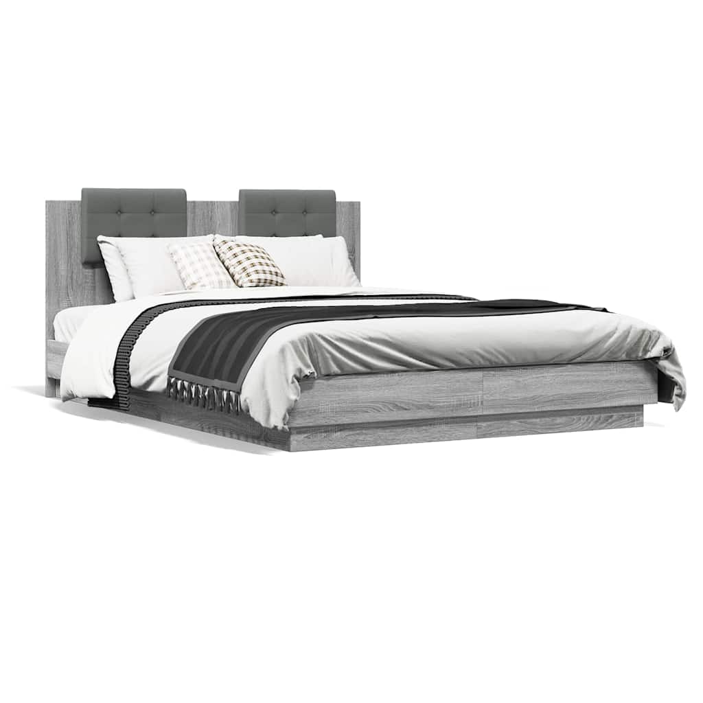 Bed Frame without Mattress Grey Sonoma 140x200 cm