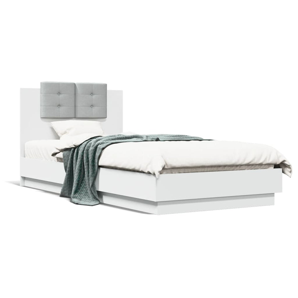 Bed Frame with Headboard White 100x200 cm Engineered Wood