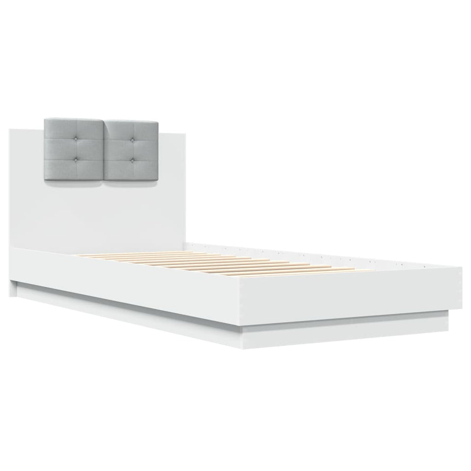 Bed Frame with Headboard White 100x200 cm Engineered Wood