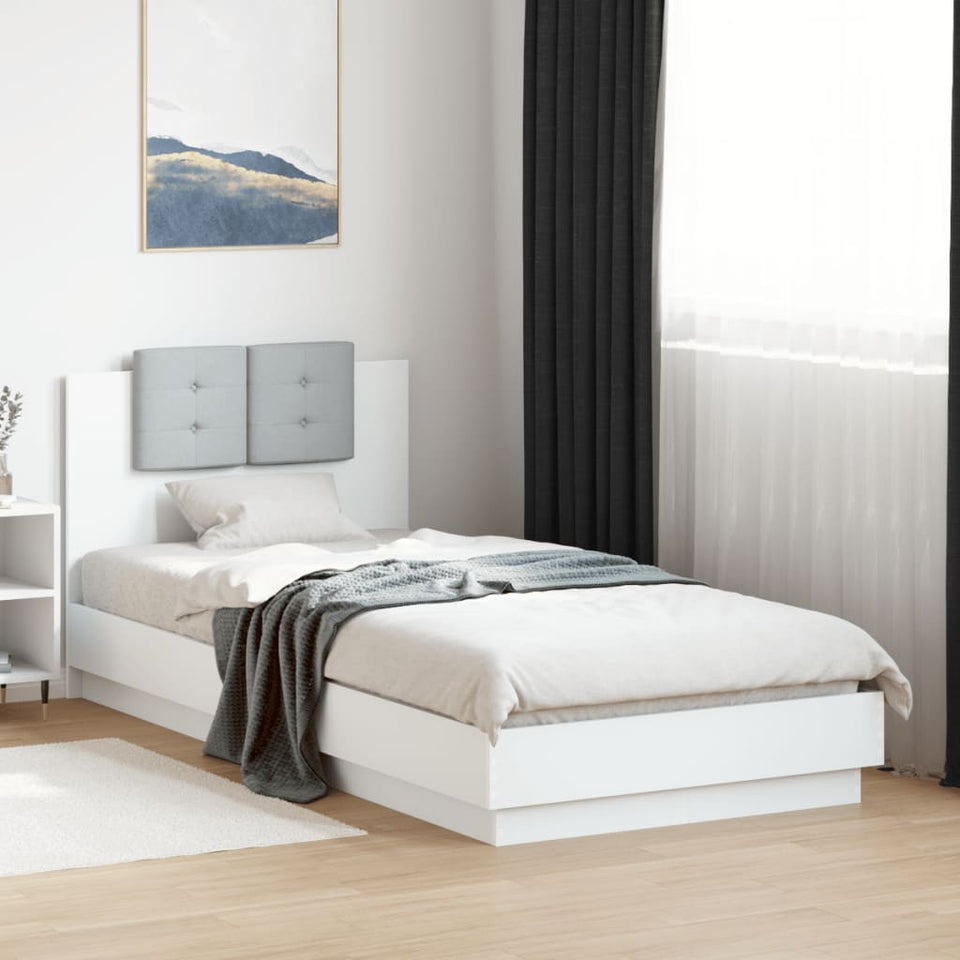 Bed Frame with Headboard White 100x200 cm Engineered Wood