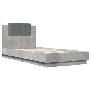 Bed Frame with Headboard Concrete Grey 100x200 cm Engineered Wood