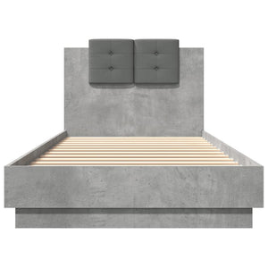 Bed Frame with Headboard Concrete Grey 100x200 cm Engineered Wood