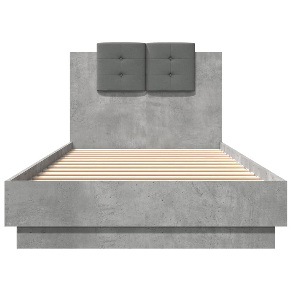 Bed Frame with Headboard Concrete Grey 100x200 cm Engineered Wood