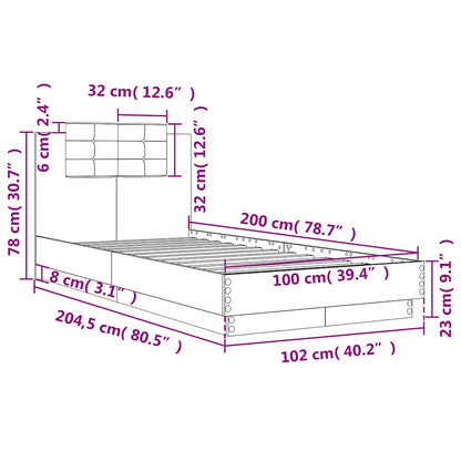 Bed Frame without Mattress Brown Oak 100x200 cm