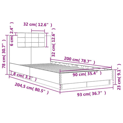 Bed Frame without Mattress Sonoma Oak 90x200 cm