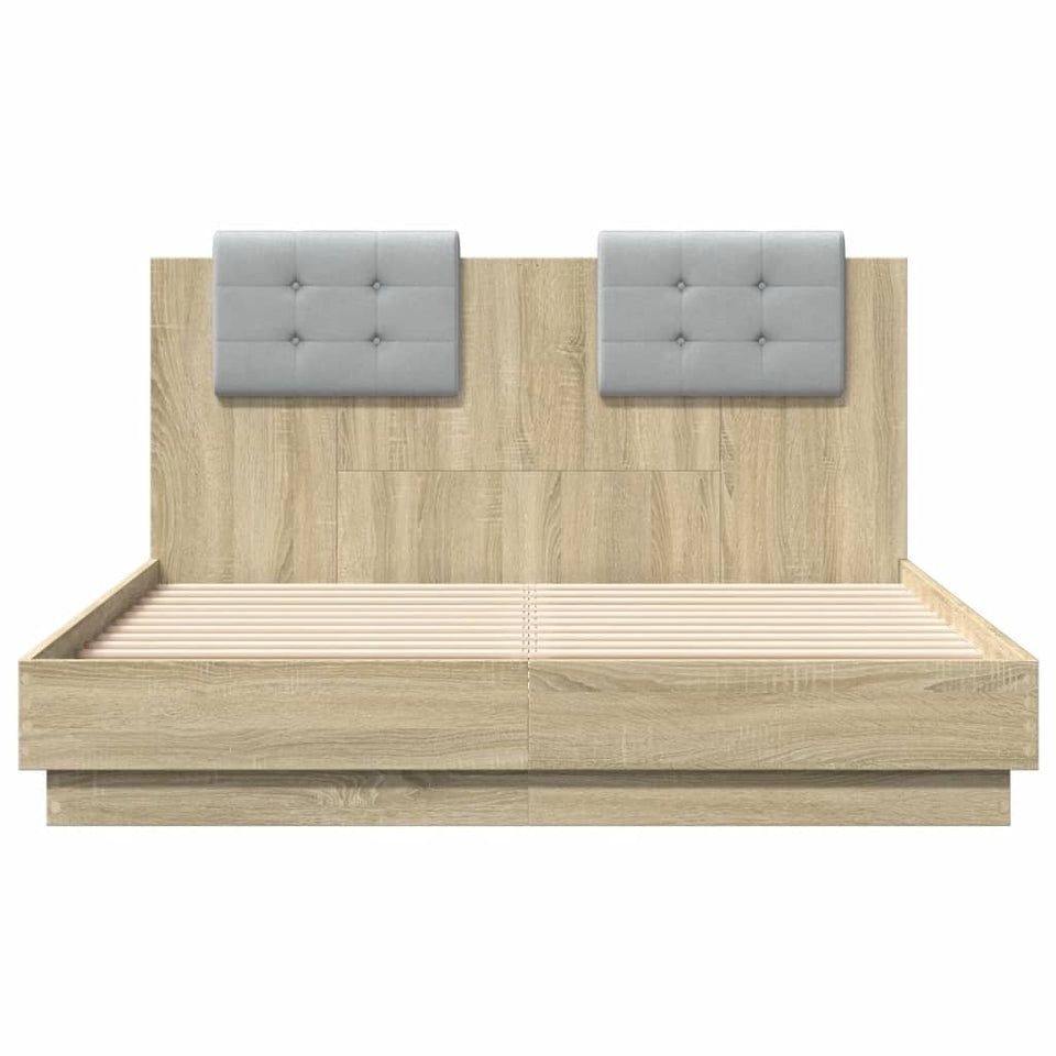 Bed Frame with Headboard Sonoma Oak 120x190 cm Small Double Engineered Wood