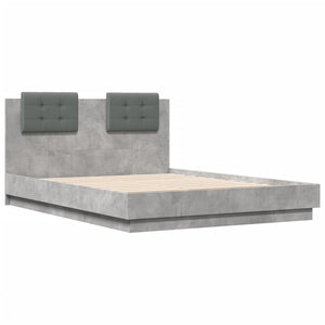 Bed Frame with Headboard Concrete Grey 120x190 cm Small Double Engineered Wood