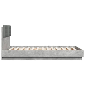 Bed Frame with Headboard Concrete Grey 120x190 cm Small Double Engineered Wood