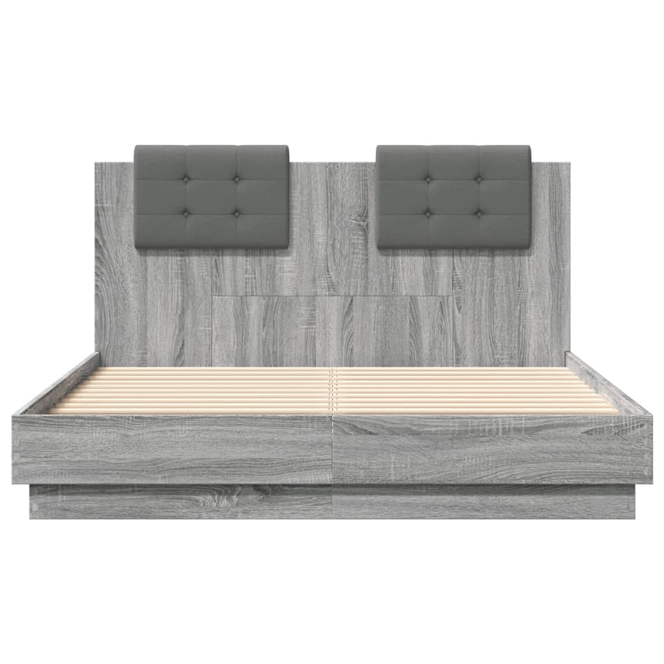 Bed Frame with Headboard Grey Sonoma 120x190 cm Small Double Engineered Wood