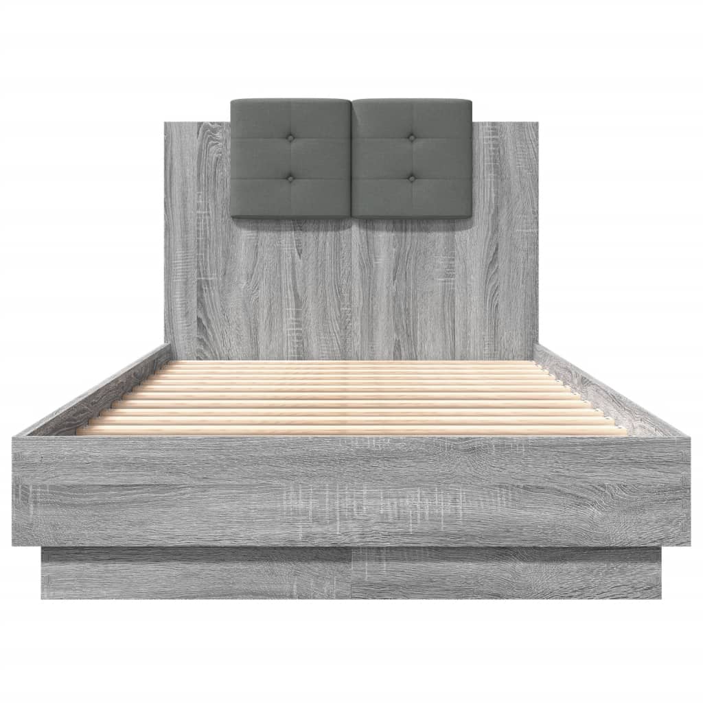 Bed Frame without Mattress Grey Sonoma 90x190 cm Single