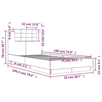 Bed Frame without Mattress Black 75x190 cm Small Single