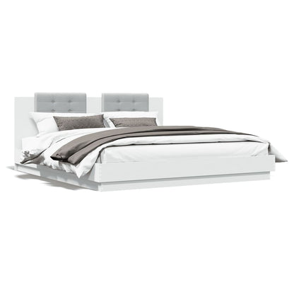 Bed Frame | White | Engineered wood | Double | USB-C | Bed Frame