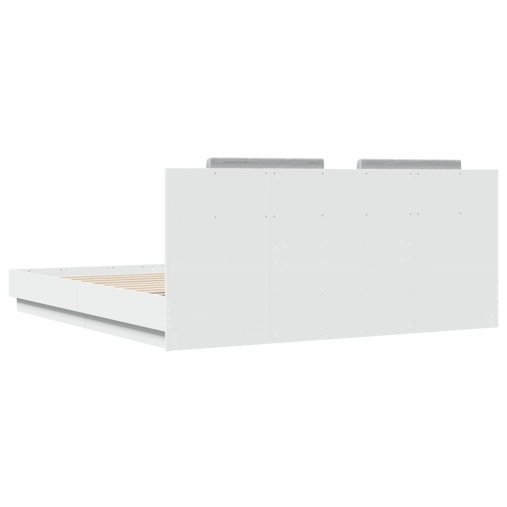 Bed Frame | White | Engineered wood | Double | USB-C | Bed Frame