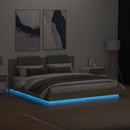 Bed Frame | Sonoma oak | Engineered wood, Plywood | 200x200 cm | Modern