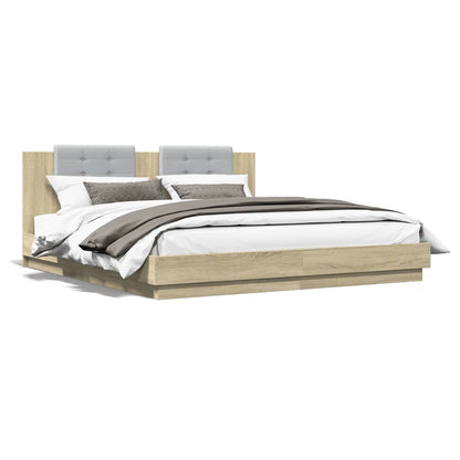 Bed Frame | Sonoma oak | Engineered wood, Plywood | 200x200 cm | Modern