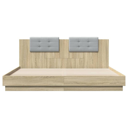 Bed Frame | Sonoma oak | Engineered wood, Plywood | 200x200 cm | Modern