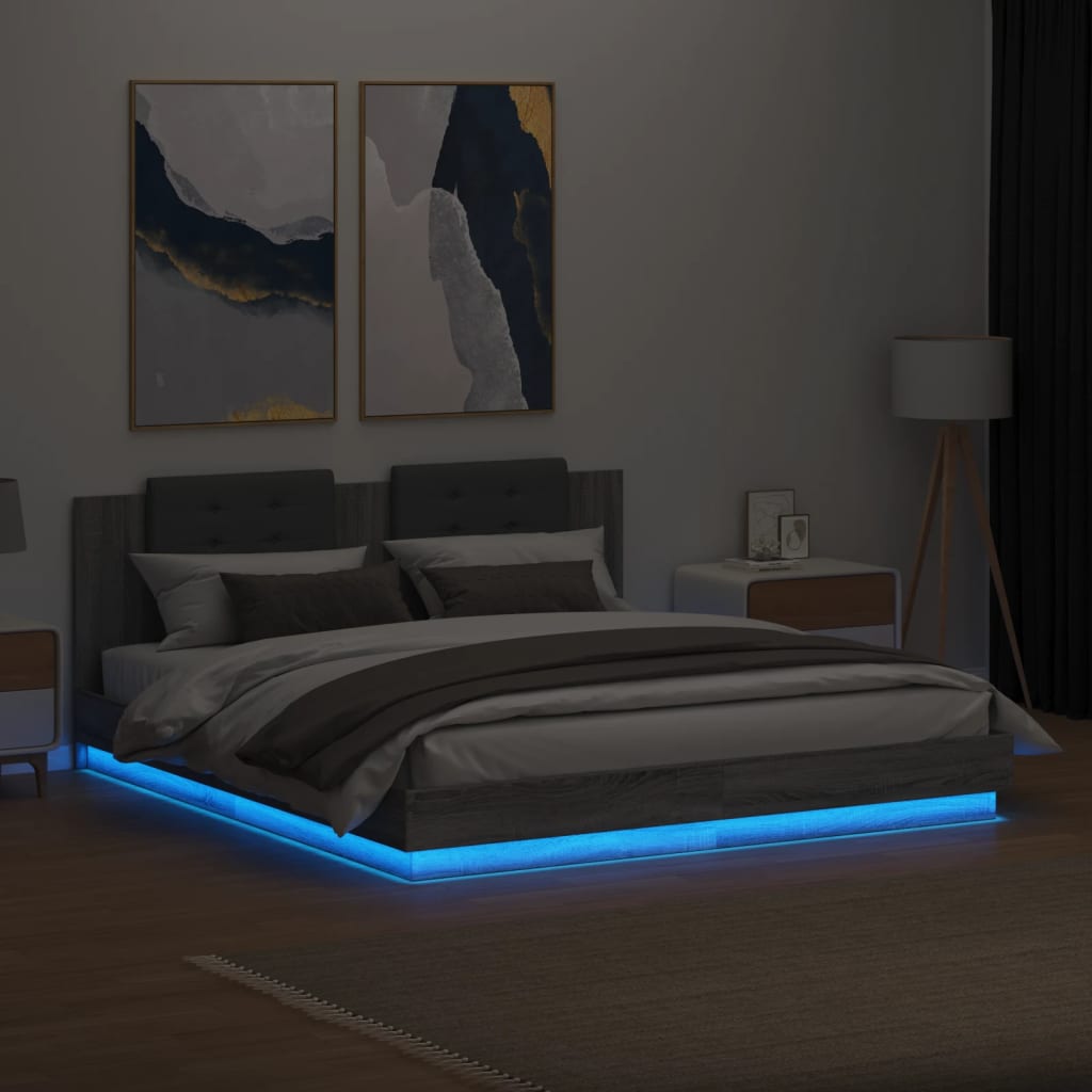 Bed Frame | Grey Sonoma | Engineered wood | 160x200 cm mattress size