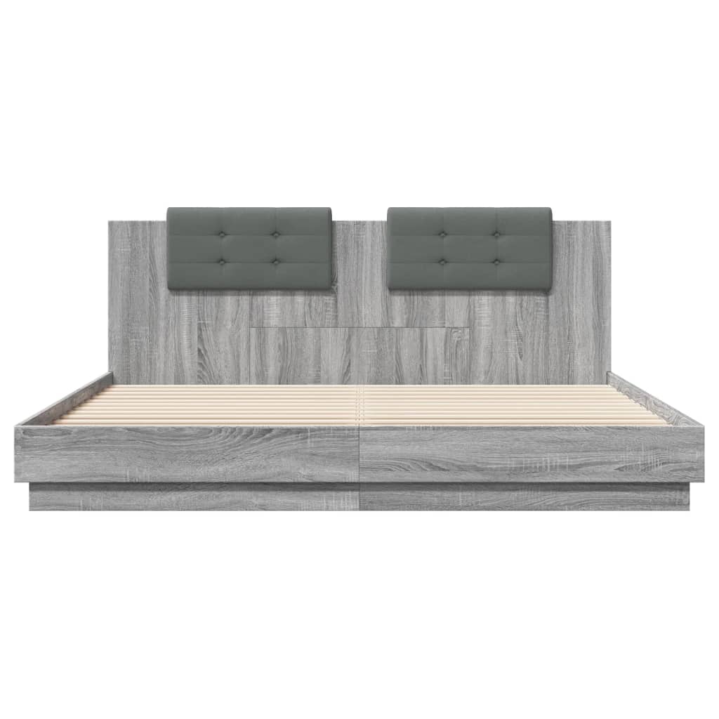 Bed Frame | Grey Sonoma | Engineered wood | 160x200 cm mattress size