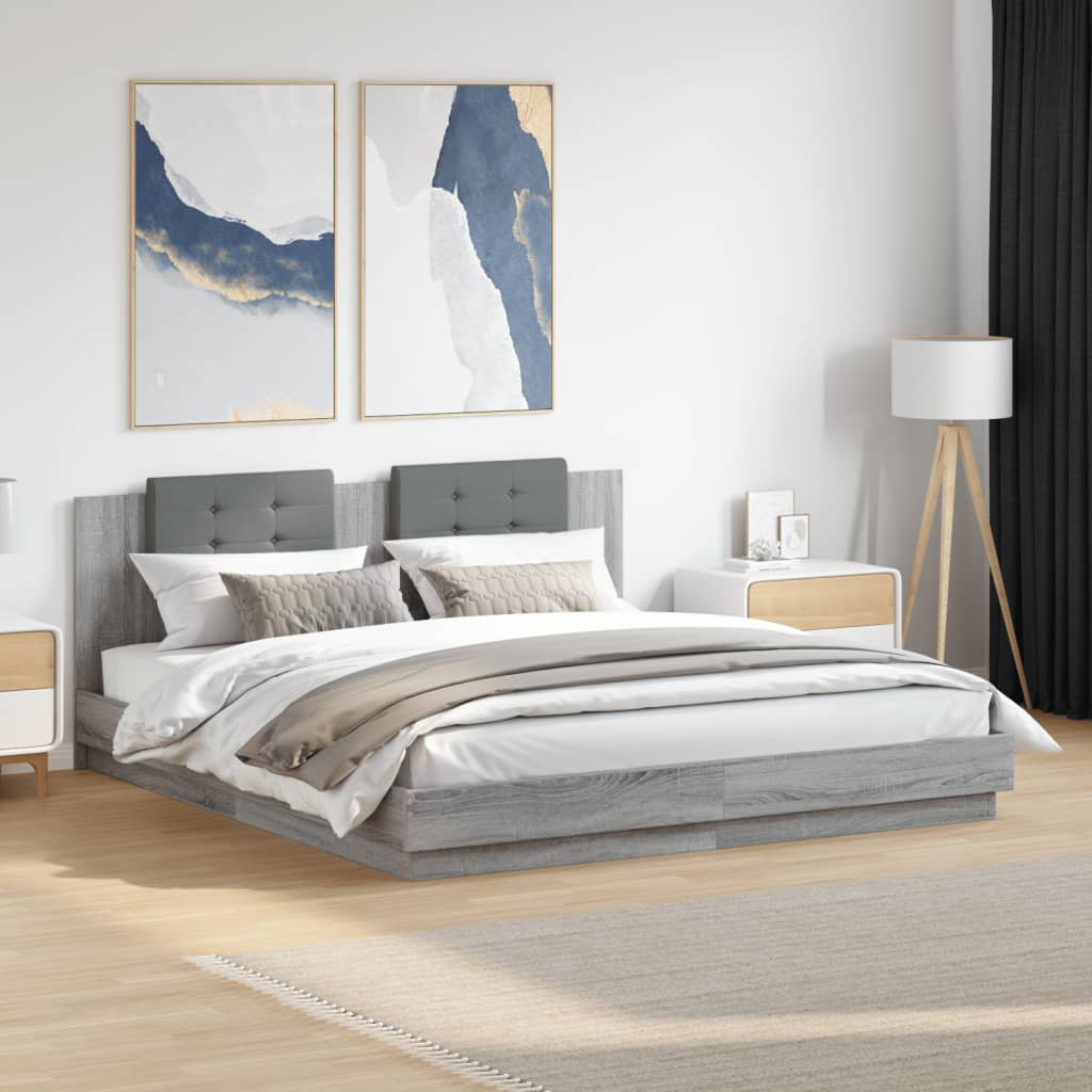 Bed Frame | Grey Sonoma | Engineered wood | 160x200 cm mattress size