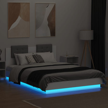 Bed Frame | White | Engineered wood, Plywood | King Size | LED Bed Frame