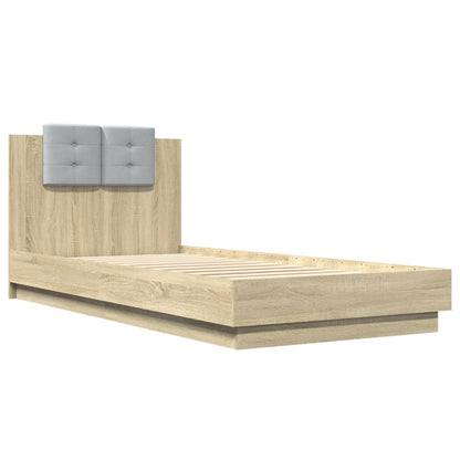 Bed Frame with LED without Mattress Sonoma Oak 100x200 cm