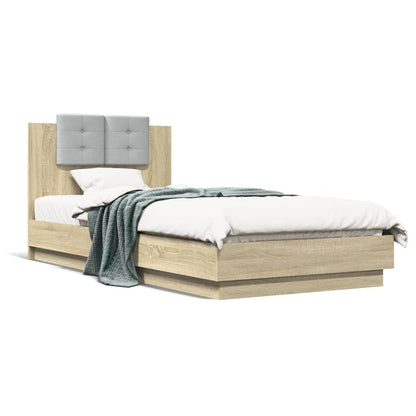 Bed Frame with LED without Mattress Sonoma Oak 100x200 cm