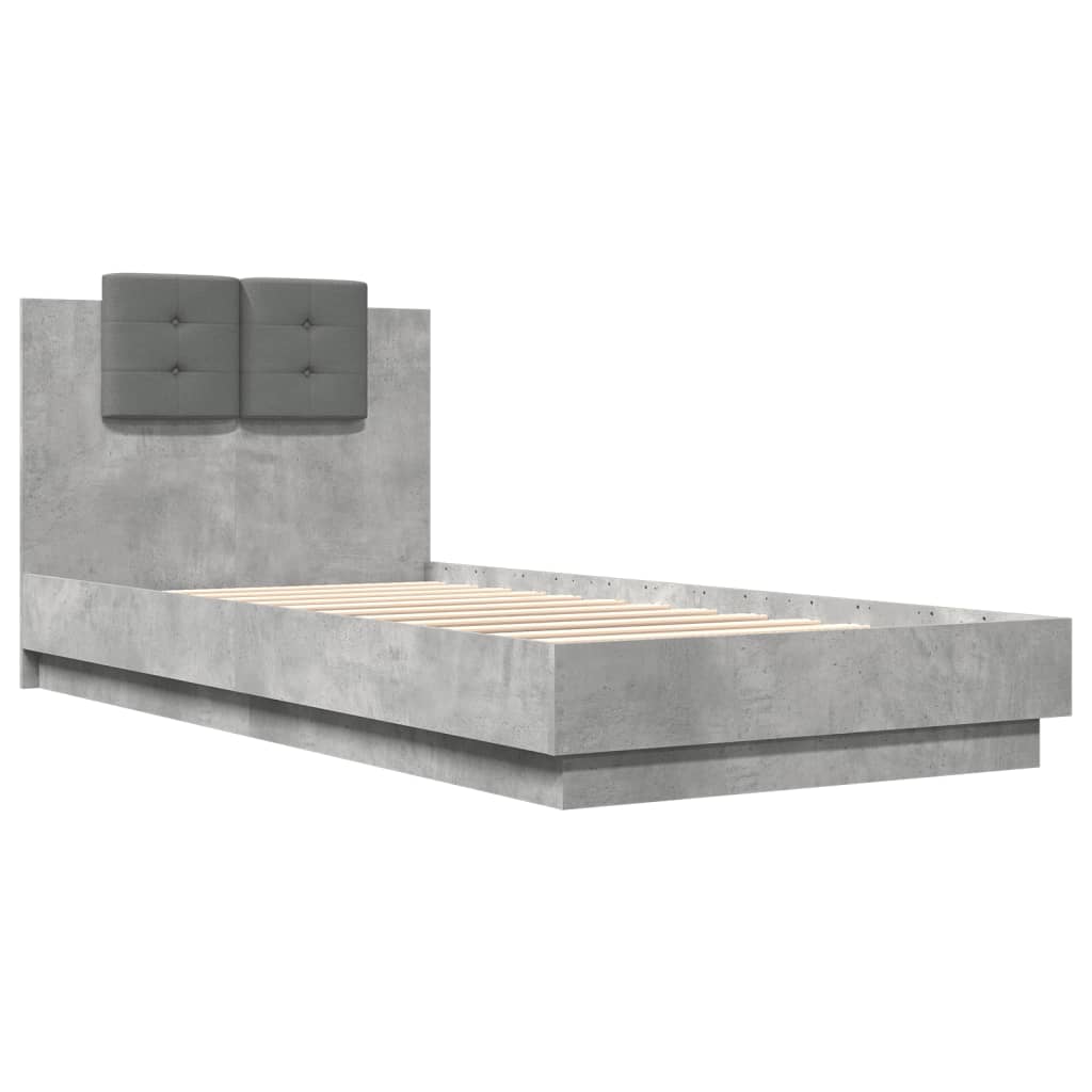 Bed Frame | Concrete grey | Engineered wood and plywood | Single