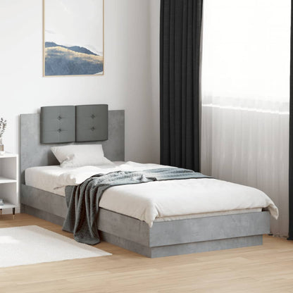 Bed Frame | Concrete grey | Engineered wood and plywood | Single