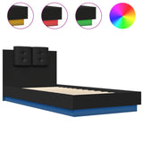 Bed Frame with Headboard and LED Lights Black 90x200 cm