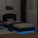 Bed Frame with Headboard and LED Lights Black 90x200 cm