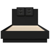 Bed Frame with Headboard and LED Lights Black 90x200 cm