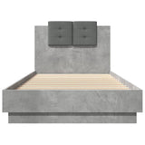 Bed Frame with Headboard and LED Lights Concrete Grey 90x200 cm