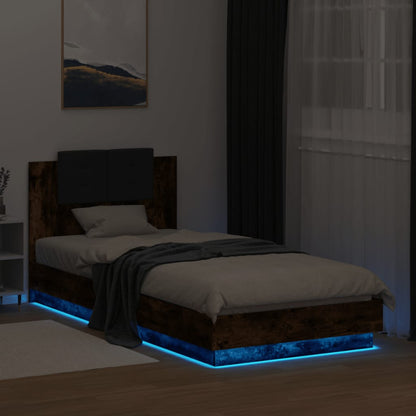 Bed Frame | Smoked oak | Engineered wood, Plywood | Single | Lights