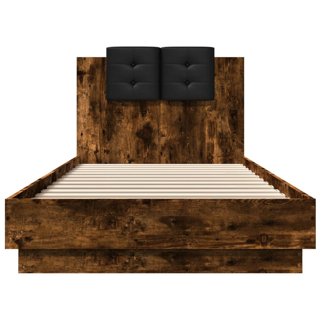 Bed Frame | Smoked oak | Engineered wood, Plywood | Single | Lights