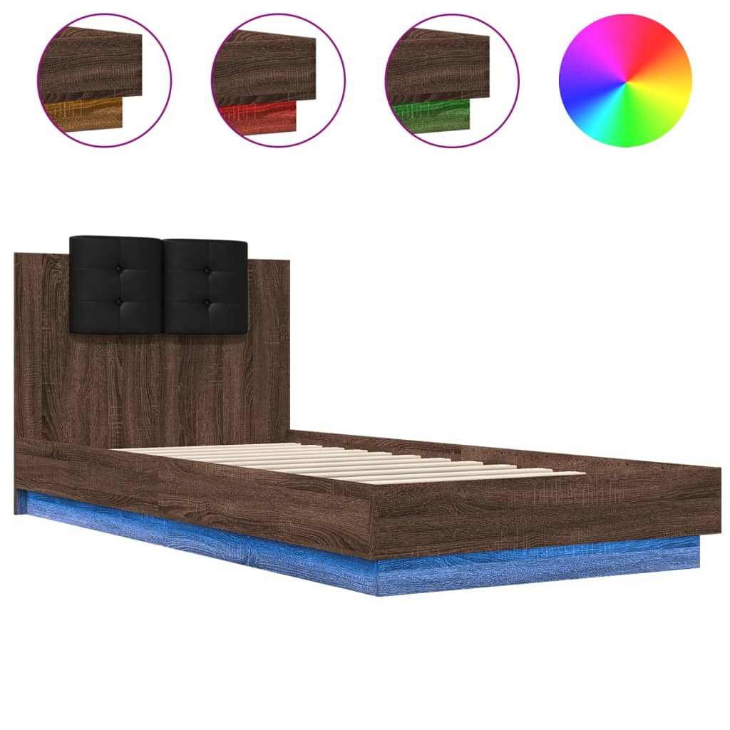 Bed Frame | Brown Oak | Engineered wood, Plywood | 90 x 200 cm