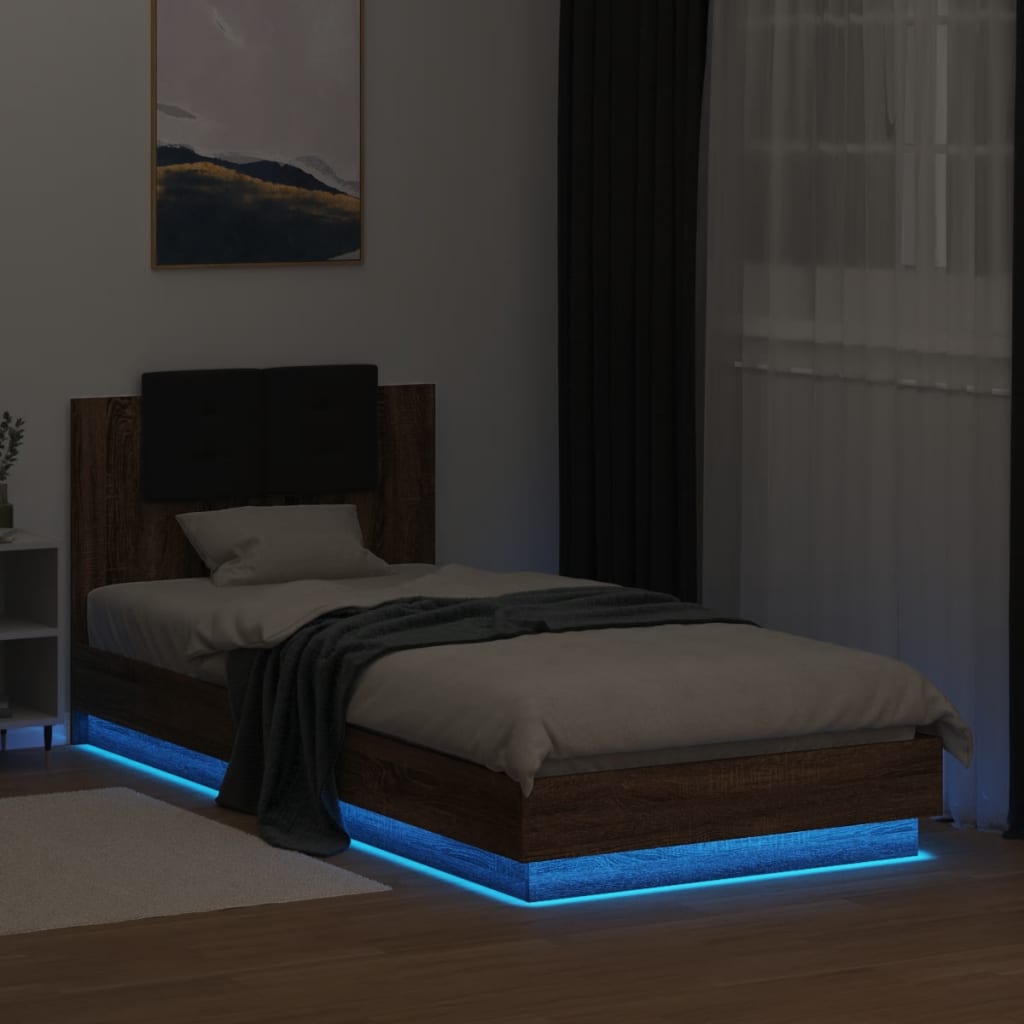 Bed Frame | Brown Oak | Engineered wood, Plywood | 90 x 200 cm