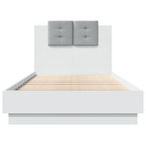 Bed Frame with Headboard and LED Lights White 75x190 cm Small Single