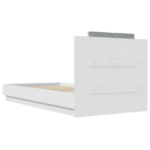 Bed Frame with Headboard and LED Lights White 75x190 cm Small Single