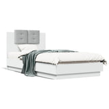 Bed Frame with Headboard and LED Lights White 75x190 cm Small Single