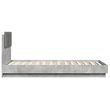 Bed Frame with Headboard and LED Lights Concrete Grey 75x190 cm Small Single