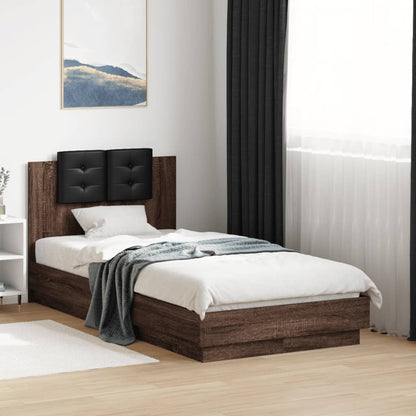 Bed Frame | Brown Oak | Engineered wood, Plywood | Small Single | Lights