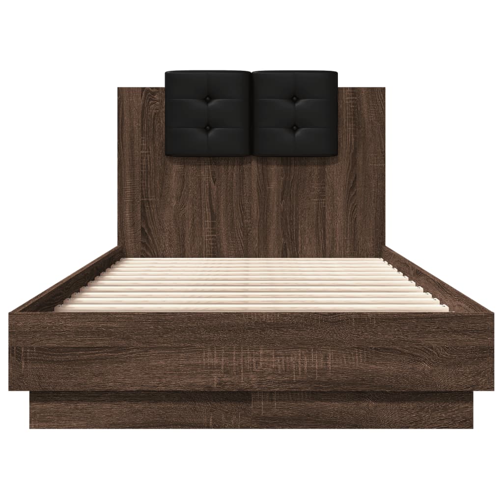 Bed Frame | Brown Oak | Engineered wood, Plywood | Small Single | Lights