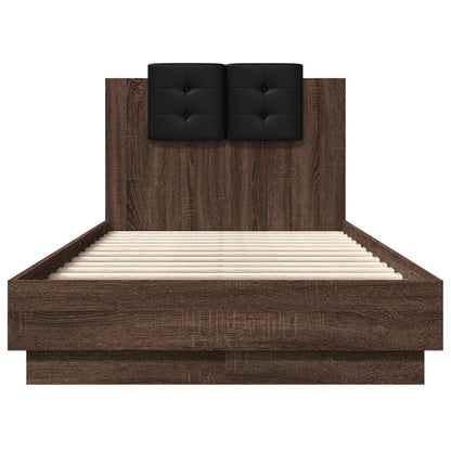 Bed Frame | Brown Oak | Engineered wood, Plywood | Small Single | Lights