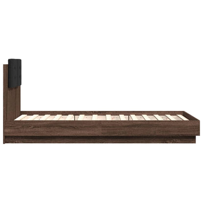 Bed Frame | Brown Oak | Engineered wood, Plywood | Small Single | Lights