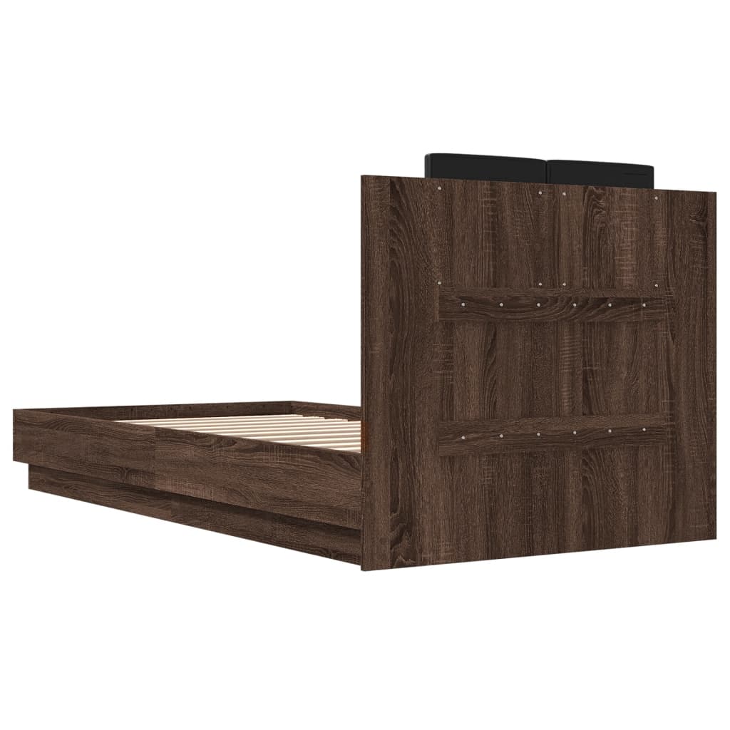 Bed Frame | Brown Oak | Engineered wood, Plywood | Small Single | Lights